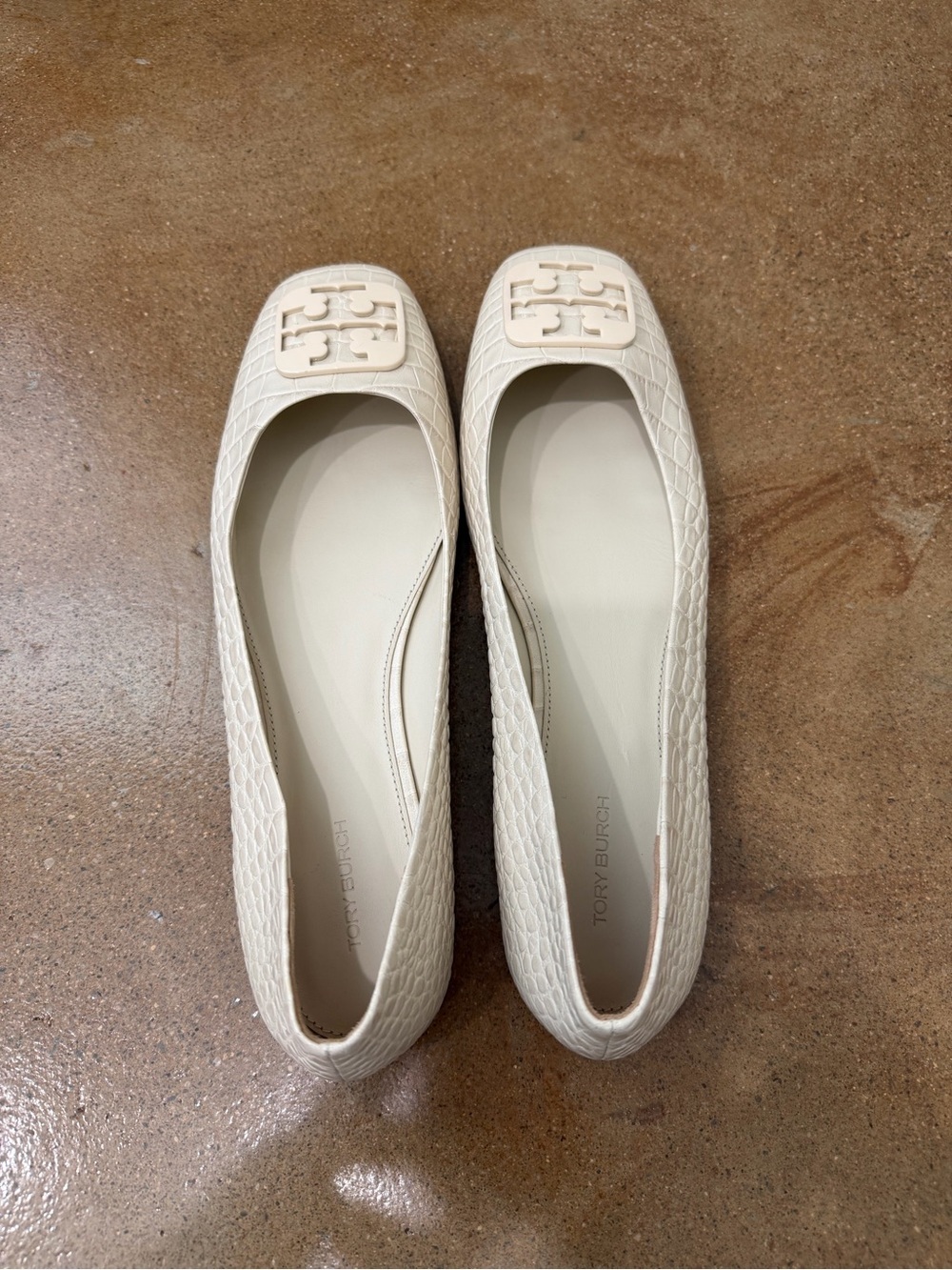 Tory Burch Georgia Square-Toe Croc-Embossed Leather Ballet Flats - Picture 6 of 7